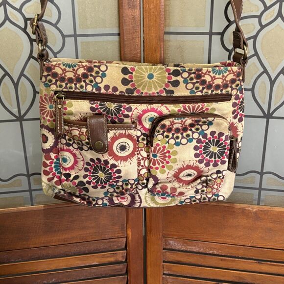 Relic Boho Floral Canvas Crossbody Bag Adjustable Strap - Picture 1 of 7